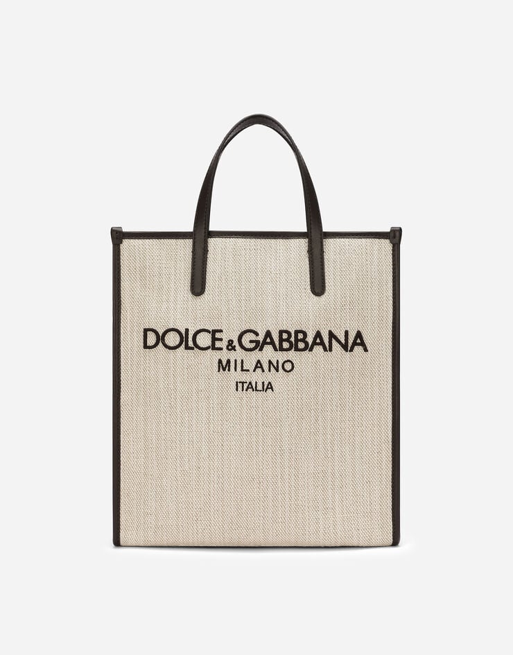Dolce & Gabbana حقيبة تسوق كانفاس هيكلية صغيرة بيج BM2259AN233
