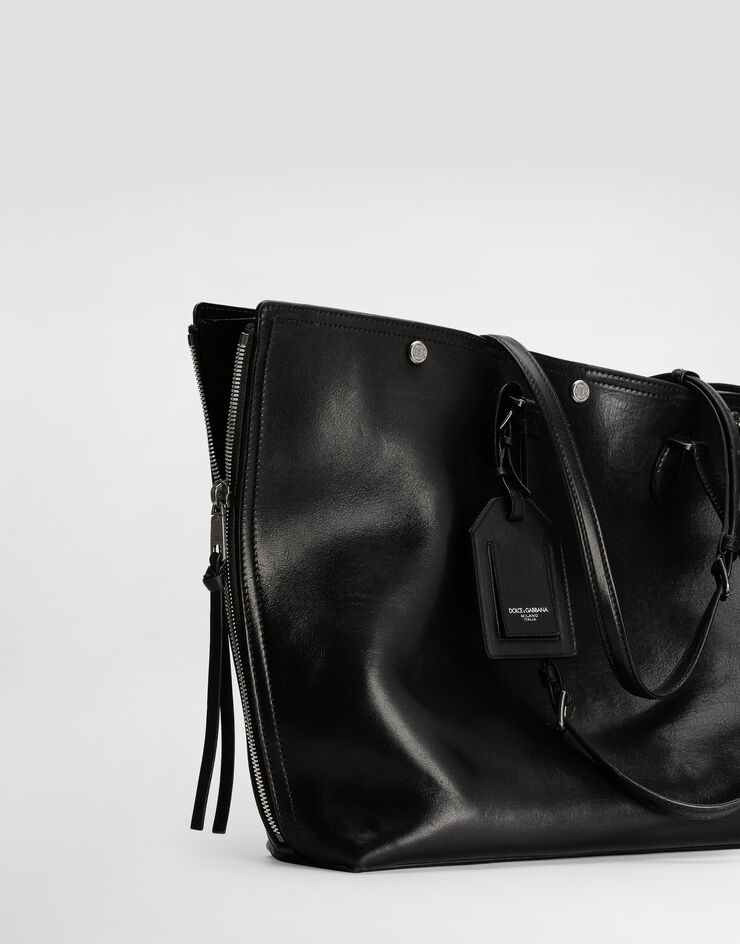Dolce & Gabbana Atene calfskin shopping bag Black BM2535AH850