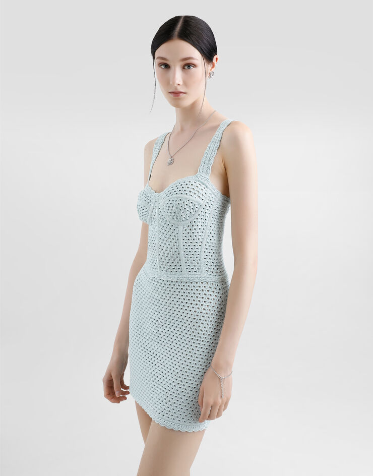 Dolce & Gabbana Short crochet corset dress Azure FXS39TJFMLT