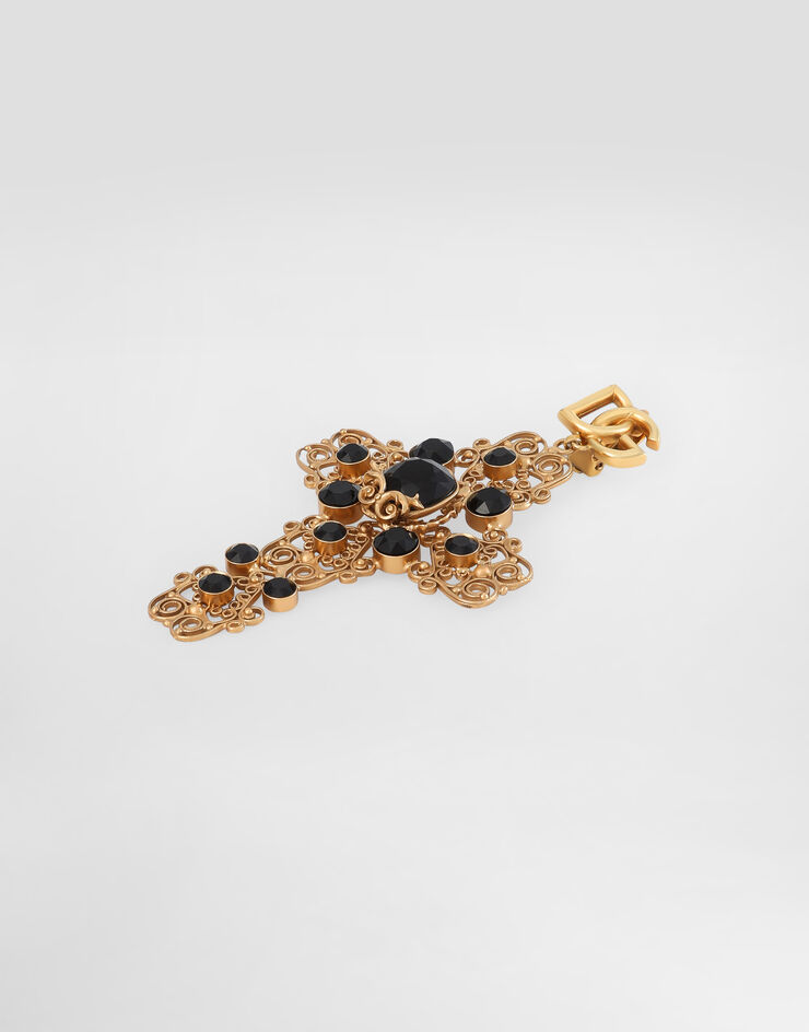 Dolce & Gabbana Drop earrings with filigree cross and DG logo Gold WER4C1W1111