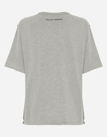 Dolce&Gabbana T-shirt cotone interlock con stampa logo Grigio G8RF4TG7K0C