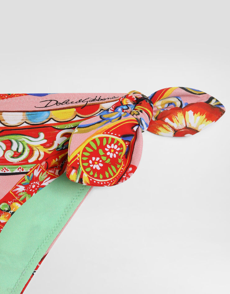 Dolce & Gabbana Carretto-print triangle bikini Multicolor L5J884ON0IB