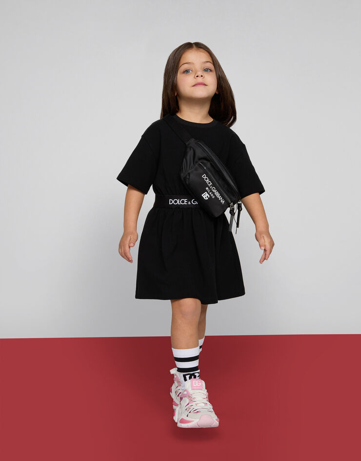 DolceGabbanaSpa Vestido de interlock con logotipo en cinta elástica Negro L5JD6EG7I0D
