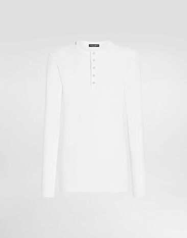 Dolce & Gabbana Ribbed cotton granddad-neck sweater White G8LA8TFU7AV