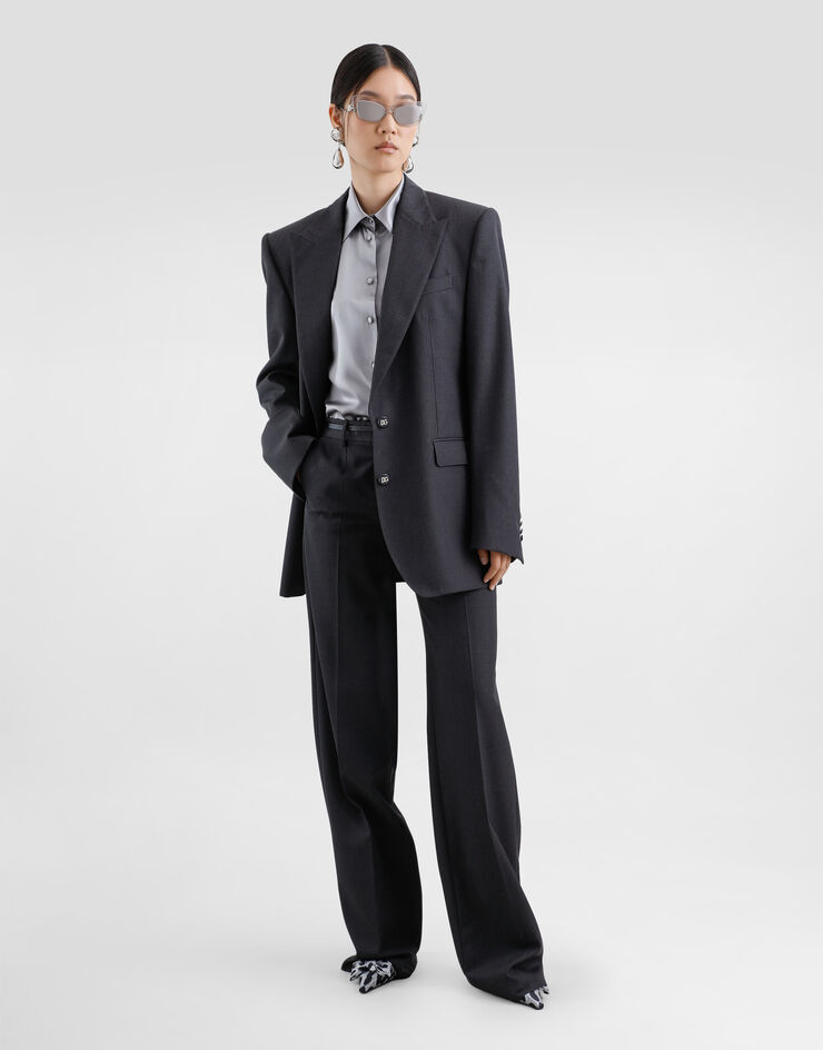 Dolce & Gabbana جاكيت صوف فضفاض رمادي F29GGTFU287