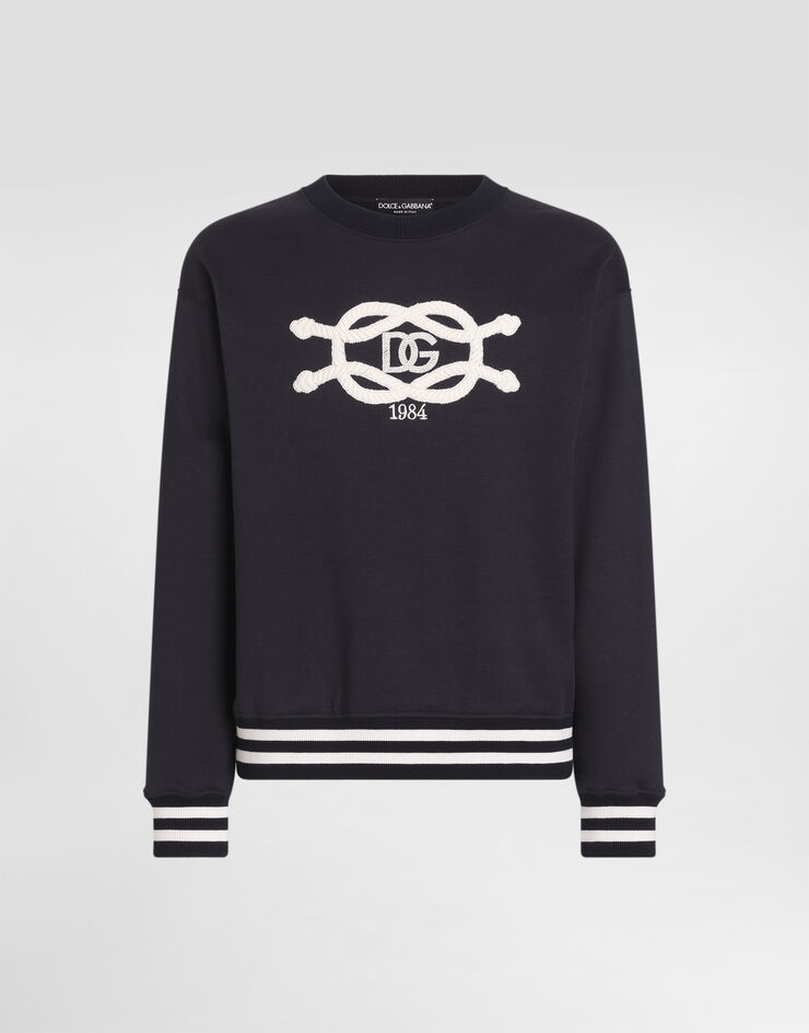 Dolce & Gabbana 코튼 소재 스웨트셔츠 자수 디테일 블루 G9AHSZG7Q2Q