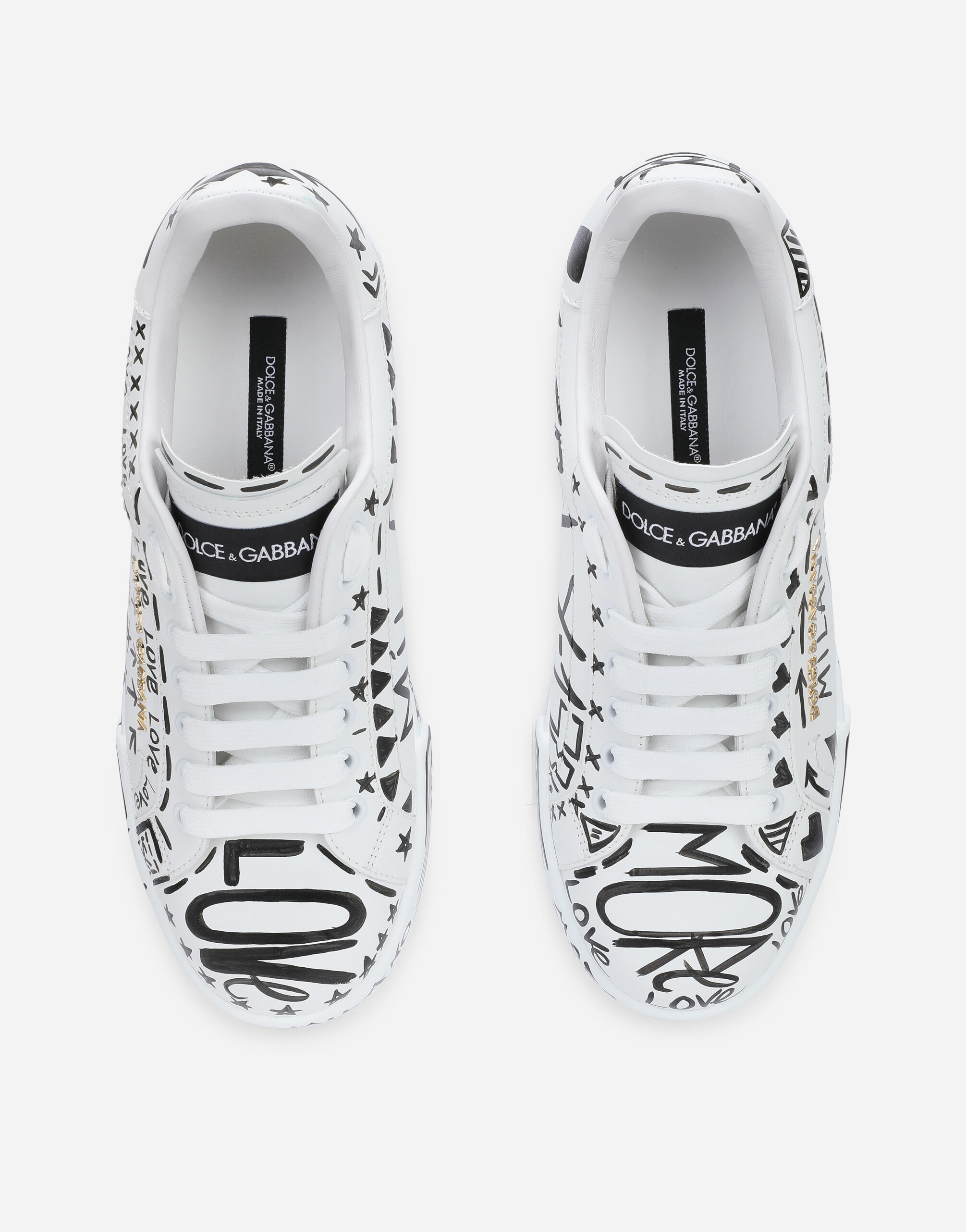 Hand-painted calfskin Portofino sneakers in Multicolor for