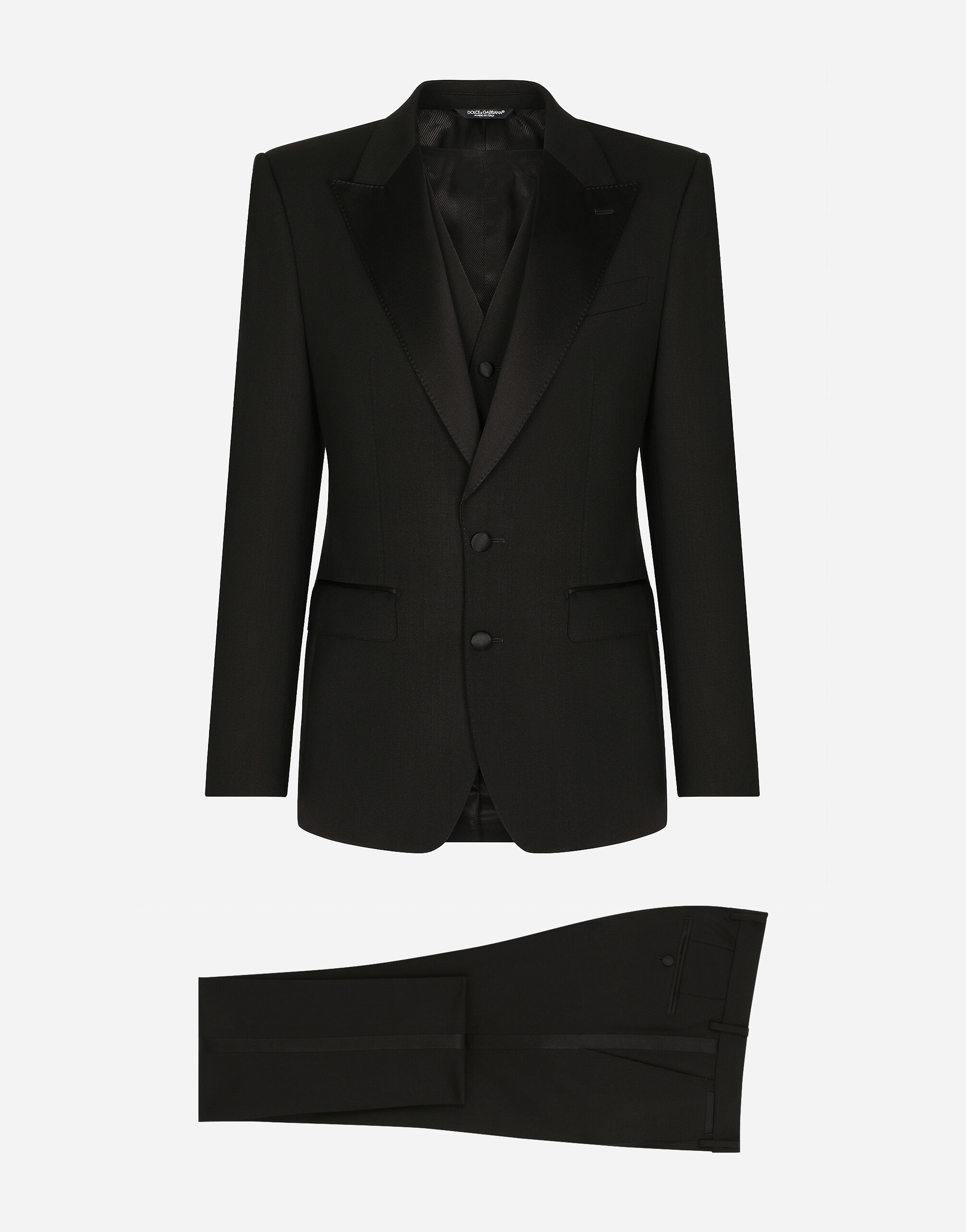 Dolce & Gabbana Three-piece Sicilia-fit suit in stretch wool Blue GKPQMTFUBF2