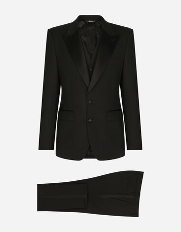 Dolce & Gabbana スリーピースタキシードスーツ シチリアフィット ストレッチウール ブラック GK0RMTGG059