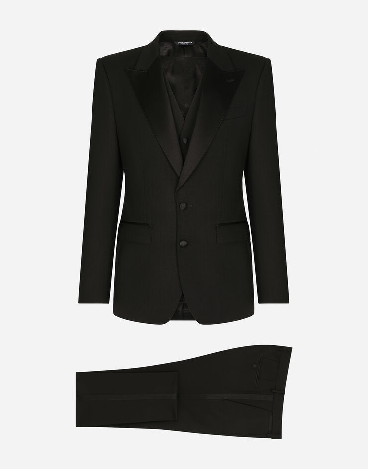 Dolce & Gabbana Three-piece Sicilia-fit suit in stretch wool Schwarz GKPUMTFUBE7