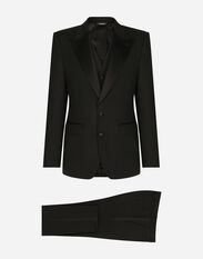 Dolce & Gabbana Three-piece Sicilia-fit suit in stretch wool Black G2PS2THJMOW