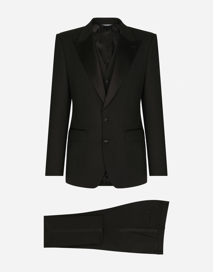Dolce & Gabbana Three-piece Sicilia-fit suit in stretch wool Black GKPUMTFUBE7