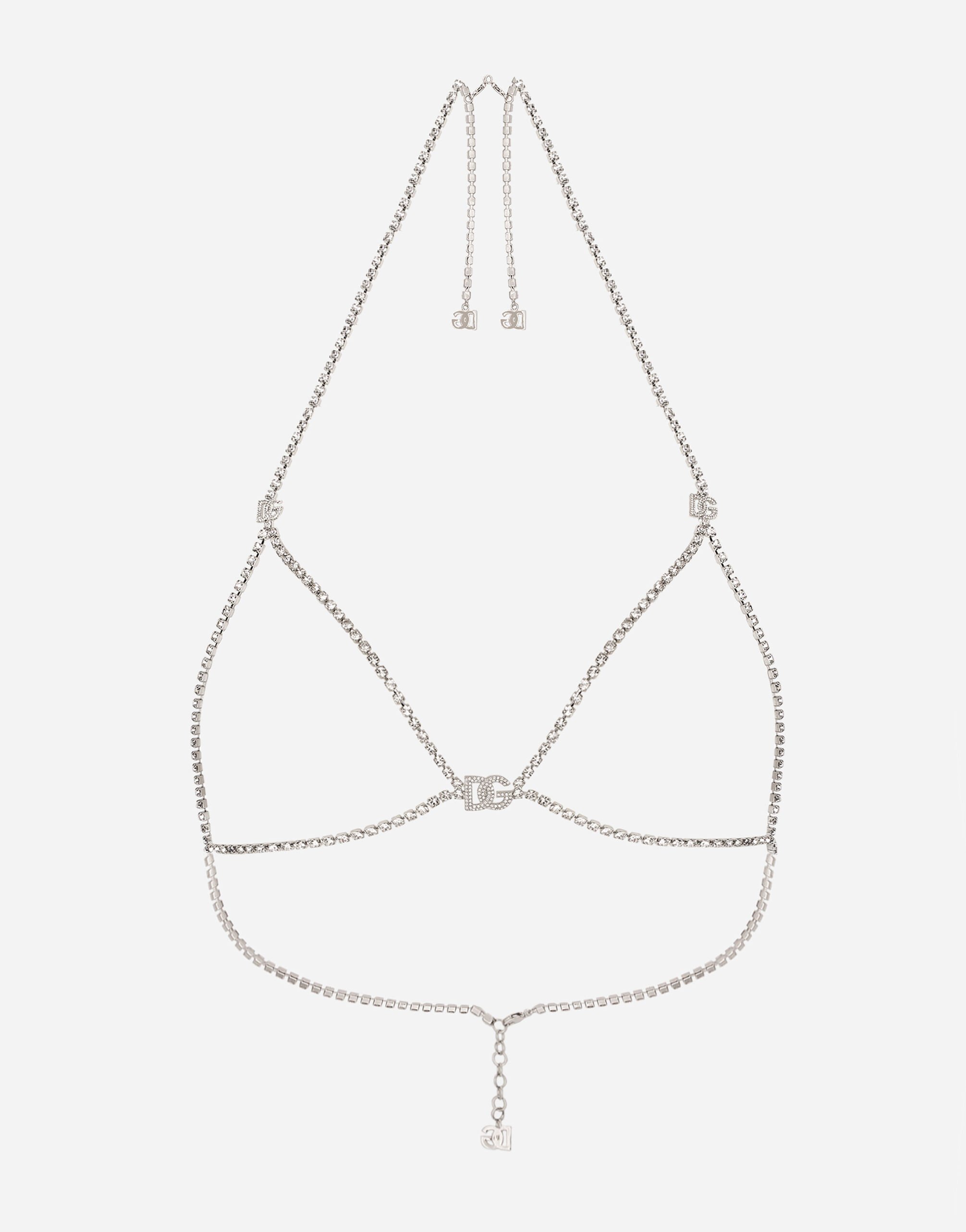Rigid rhinestone-detailed decorative bra with DG logo in