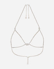 Dolce&Gabbana Rigid rhinestone-detailed decorative bra with DG logo Silver WNP8S1W1111
