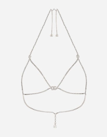 Dolce & Gabbana Rigid rhinestone-detailed decorative bra with DG logo Gold WNQ2D4W1111