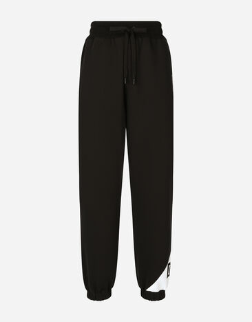 Dolce & Gabbana سروال للركض قطني بشعار أسود G8PN9TG7M1C