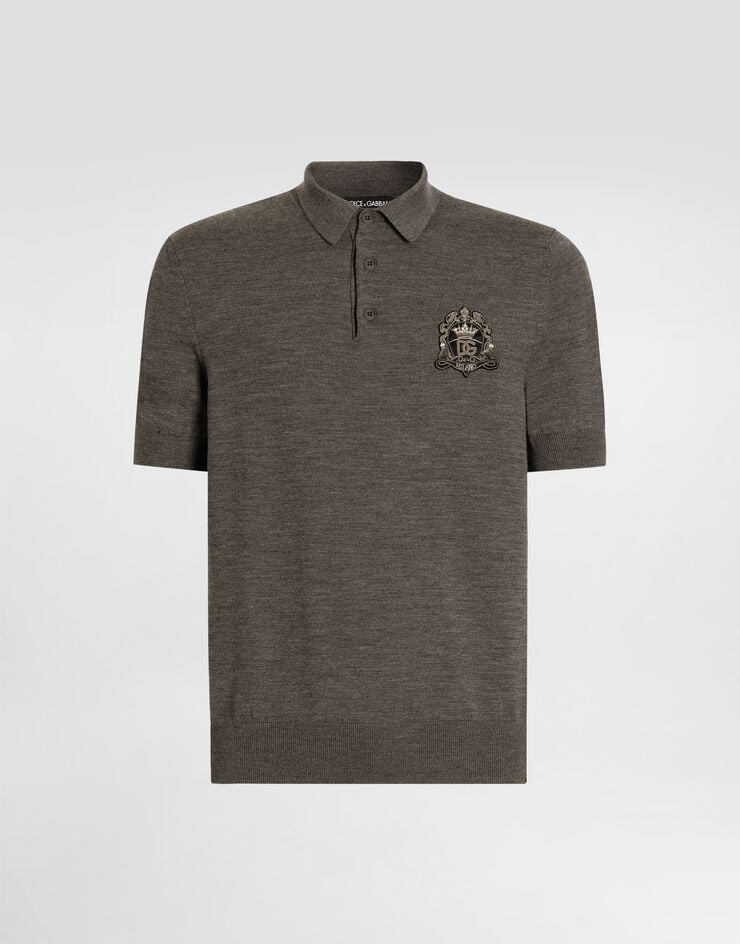 Dolce & Gabbana Virgin wool polo shirt Grey GXZ02ZJDVG8