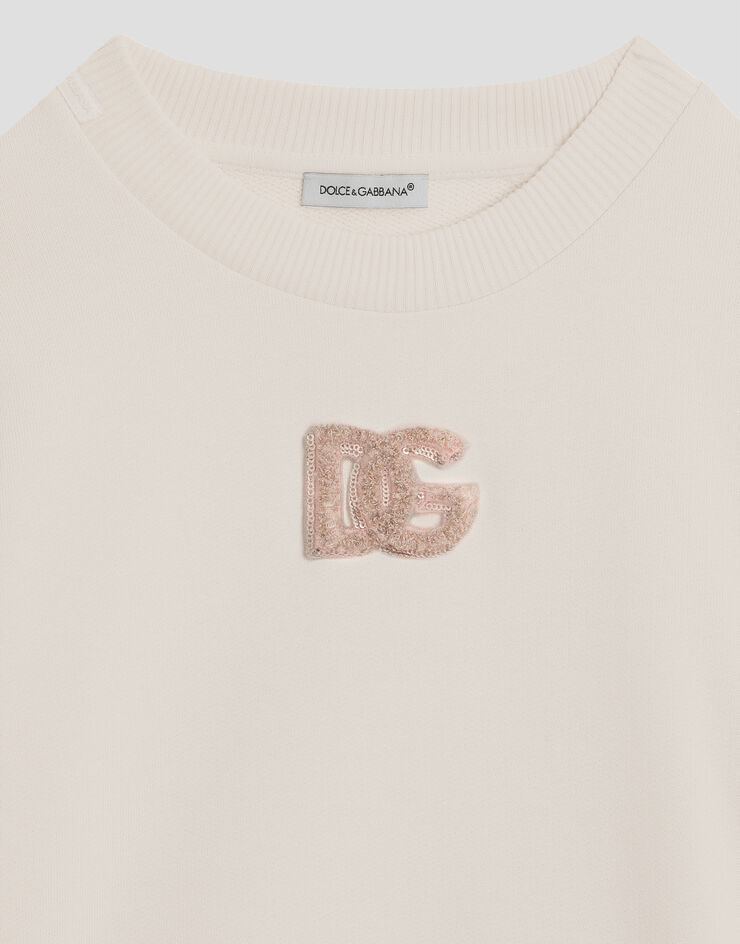 Dolce & Gabbana Sweatshirt with DG sequin patch Pink L5JWBUG7PKQ