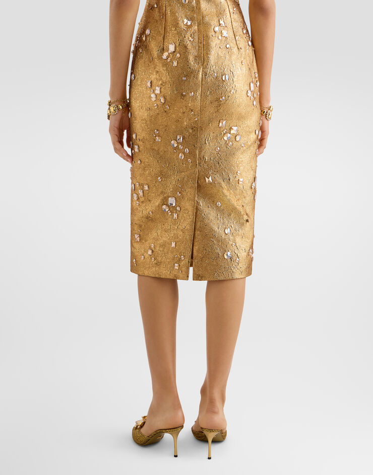 Dolce & Gabbana Jacquard dress with embroidery Multicolor F620NZGDD0V