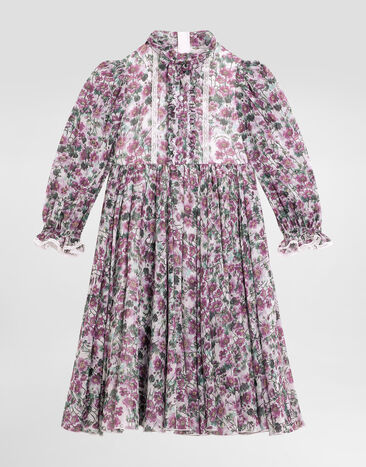 Dolce & Gabbana Violet-print crêpe dress Print L54DJ6IS1ZT