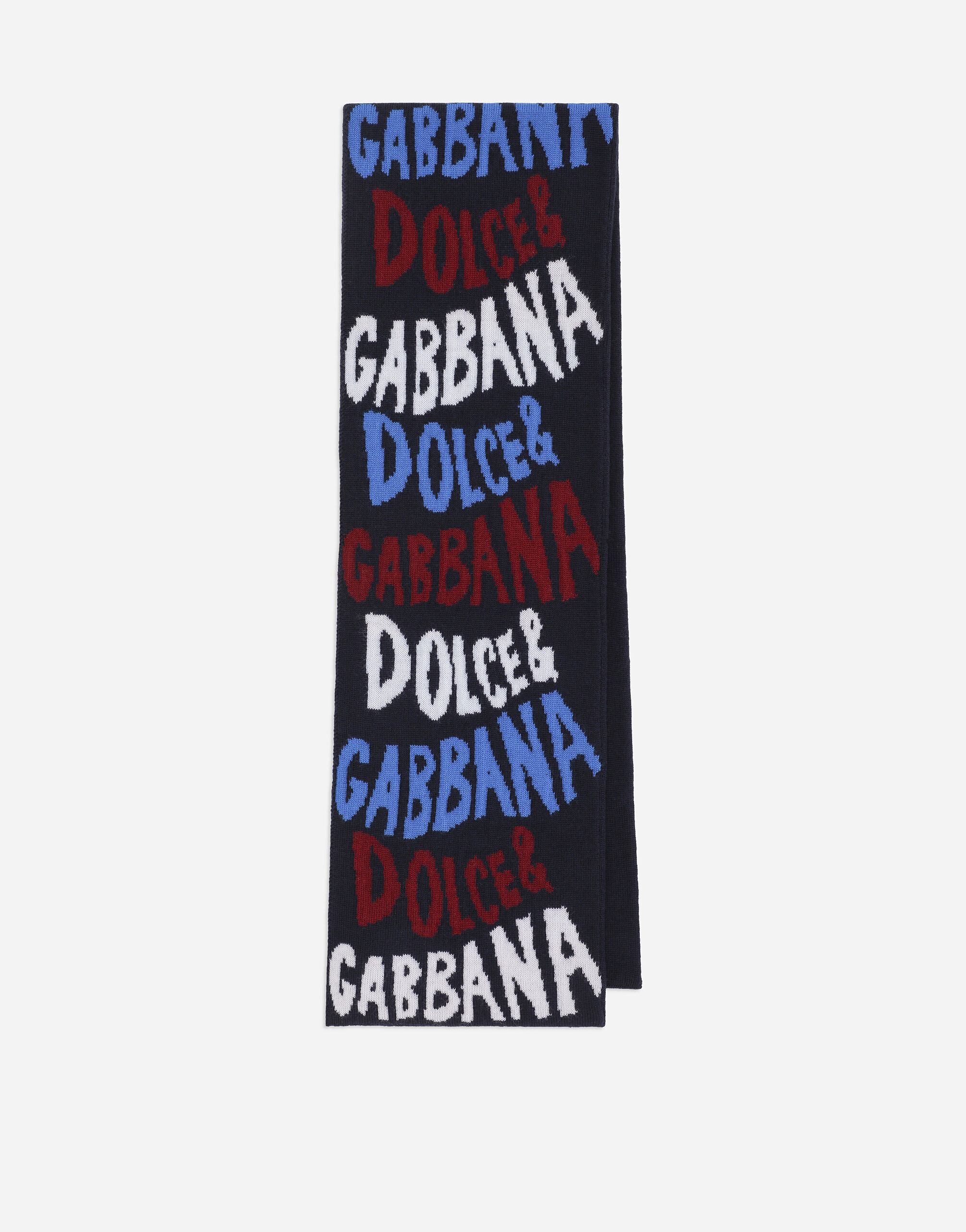 Wool jacquard scarf with Dolce&Gabbana logo in Multicolor for Men