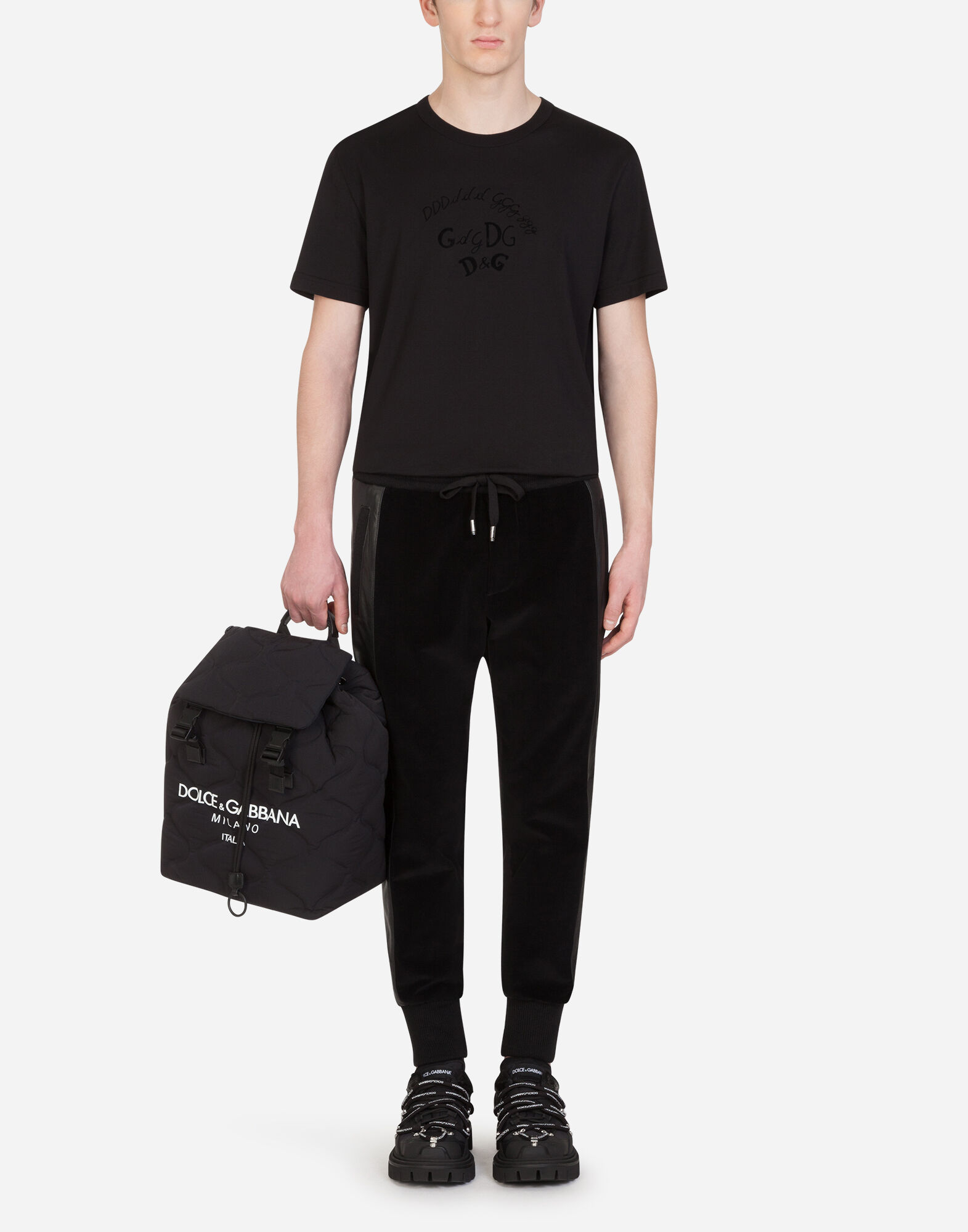 【Dolce&Gabbana】フロック プリント コットン Tシャツ Blackのメンズ フロックプリント コットン Tシャツ | Dolce&Gabbana®