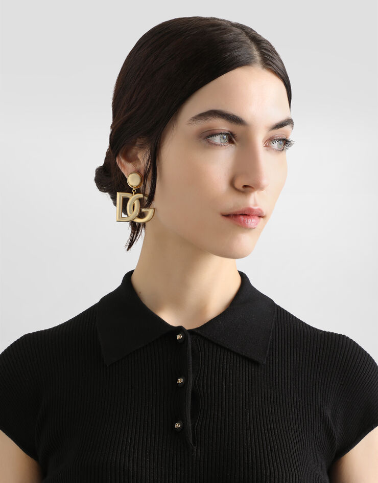 Dolce & Gabbana Ribbed viscose polo-shirt Black FXZ18TJFMHG