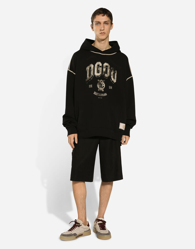 Dolce & Gabbana Sweat-shirt oversize avec capuche et logo Noir G9AJATG7NQC