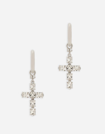 Dolce & Gabbana Серьги-креолы с крестом из кристаллов принт F6FAITFSTBJ