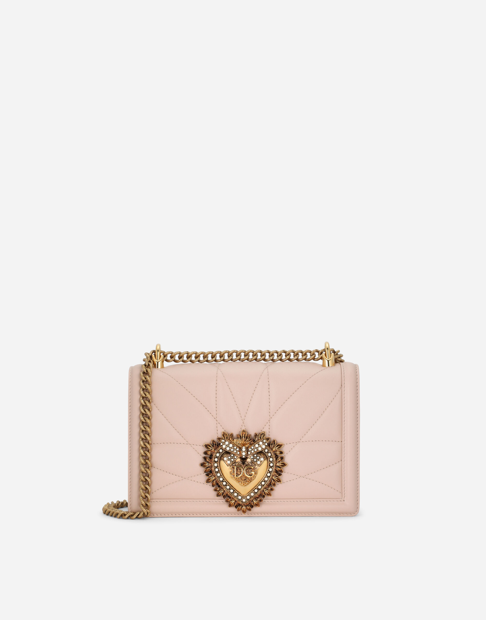 Dolce & Gabbana Medium Devotion bag in quilted nappa leather Pale Pink BB6652AV967