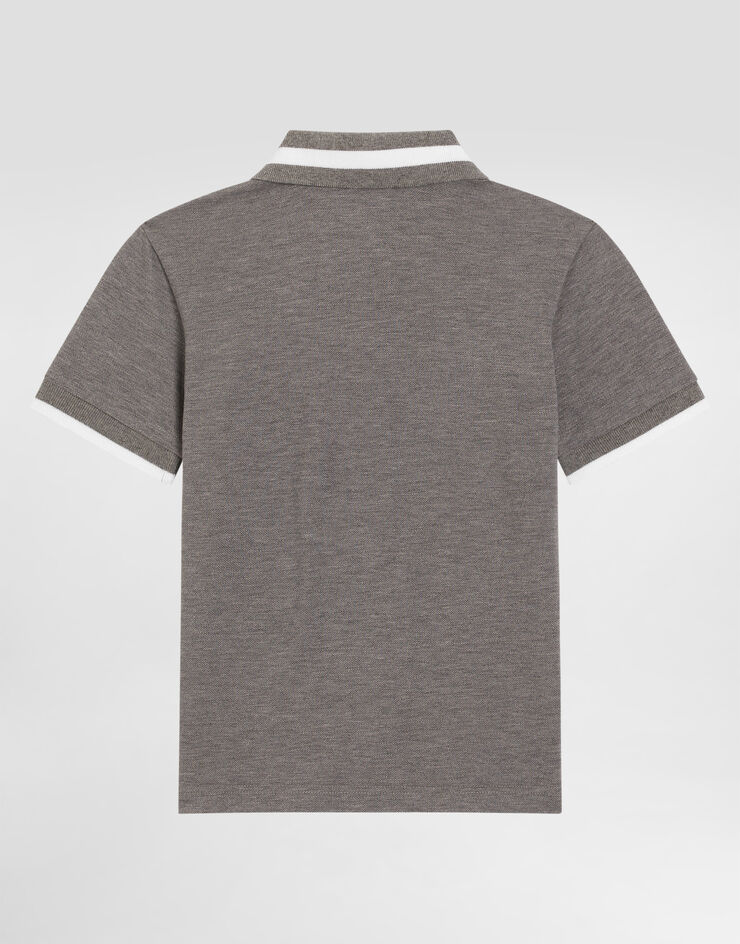 Dolce & Gabbana Piqué polo shirt with Dolce&Gabbana embroidery Grey L4JTGWG7PFM