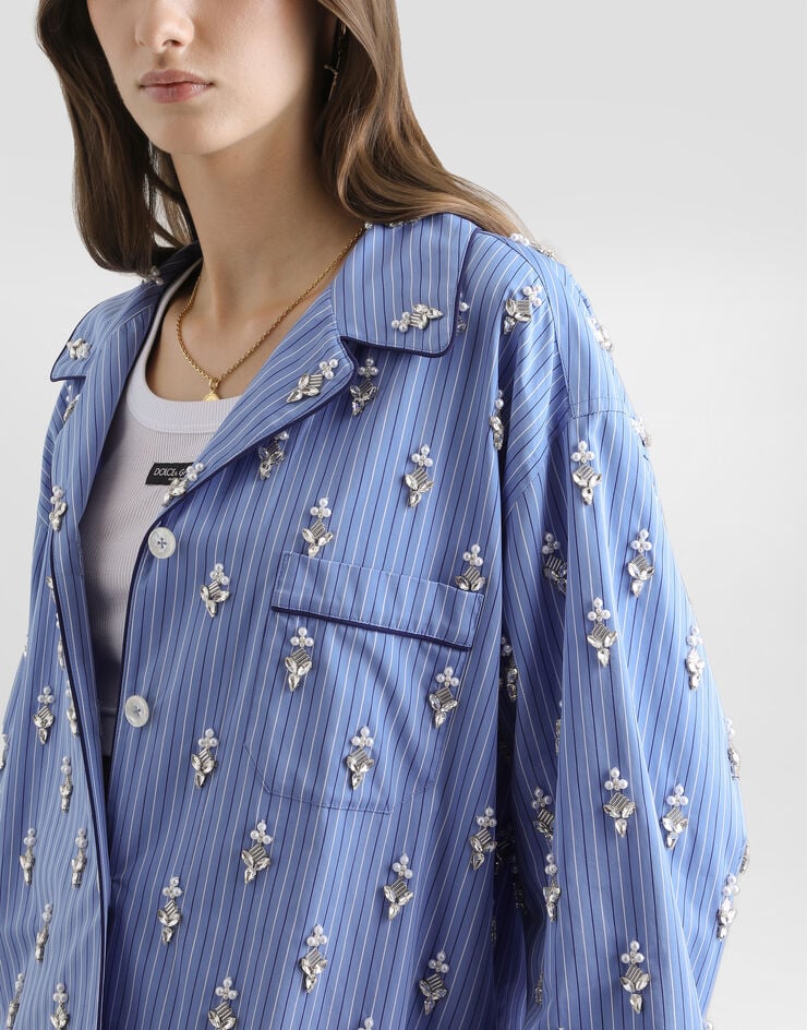 Dolce & Gabbana Cotton shirt with flower embroidery Dolce & Gabbana Cotton shirt with flower embroidery Multicolor F5U41ZGDDR1