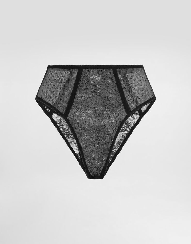 Dolce & Gabbana High-waisted plumetis lace panties 블랙 O2C71TONL28