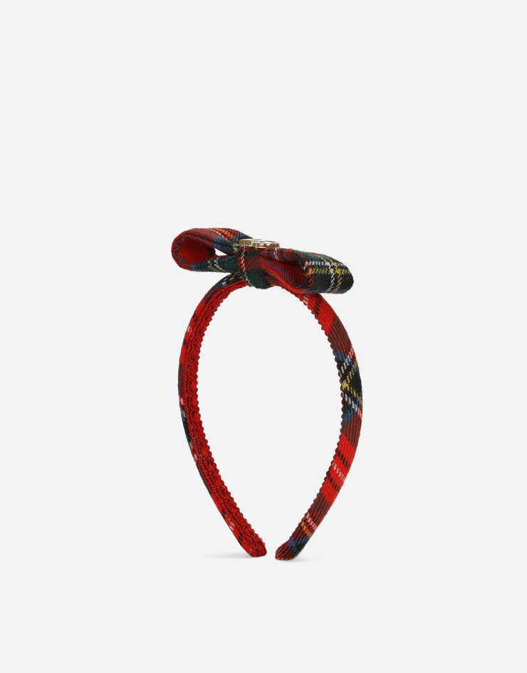 Dolce&Gabbana Tartan hairband with bow and DG logo Multicolor LB3L57G7KF3
