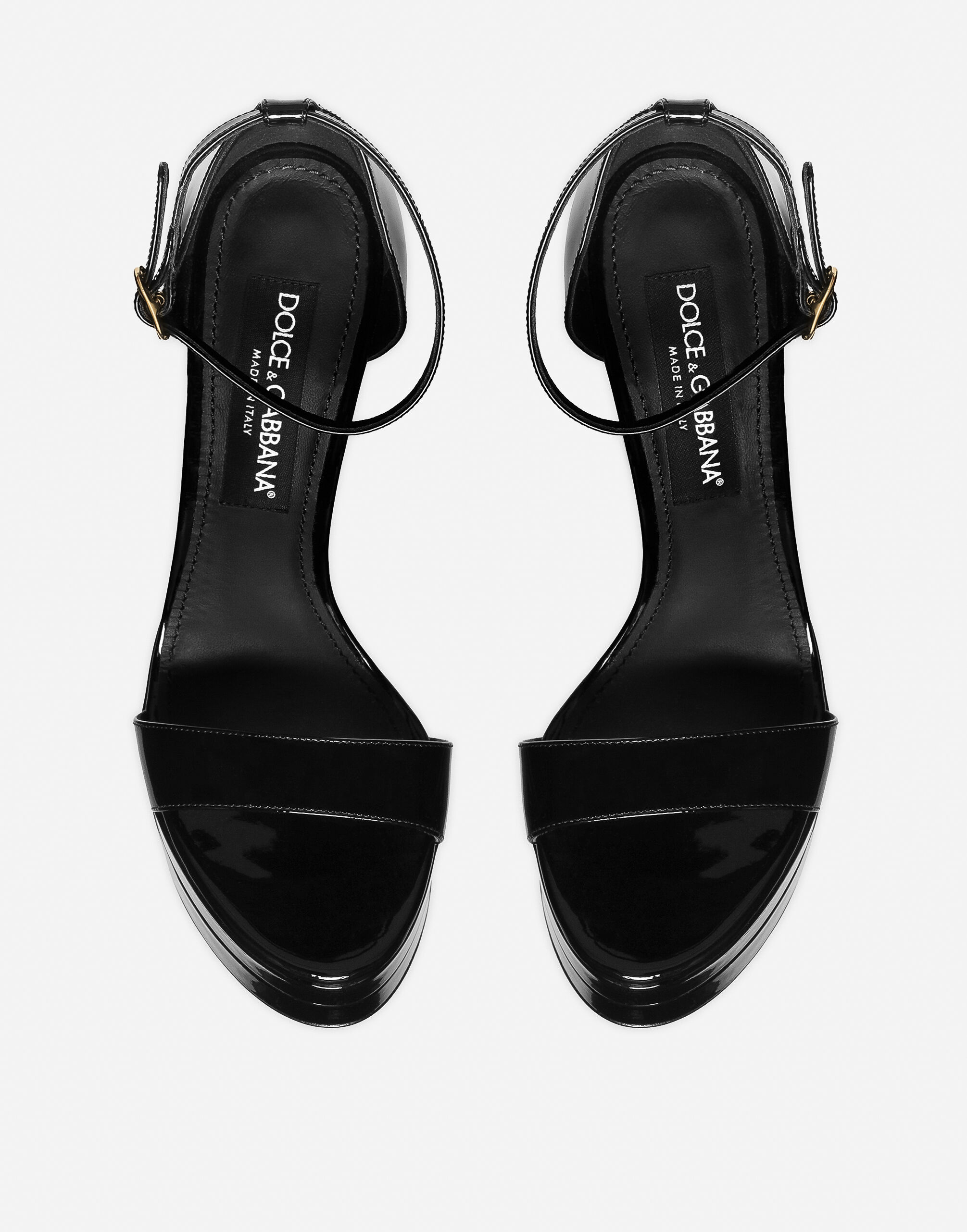 Patent leather platform sandals in Black for Women | Dolce&Gabbana®
