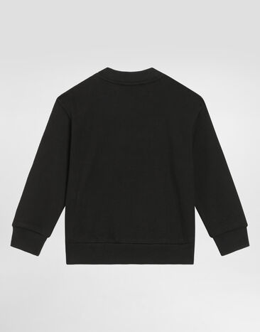 Dolce & Gabbana Jersey round-neck sweatshirt with DG Milano embroidery Black L4JWDOG7E5R