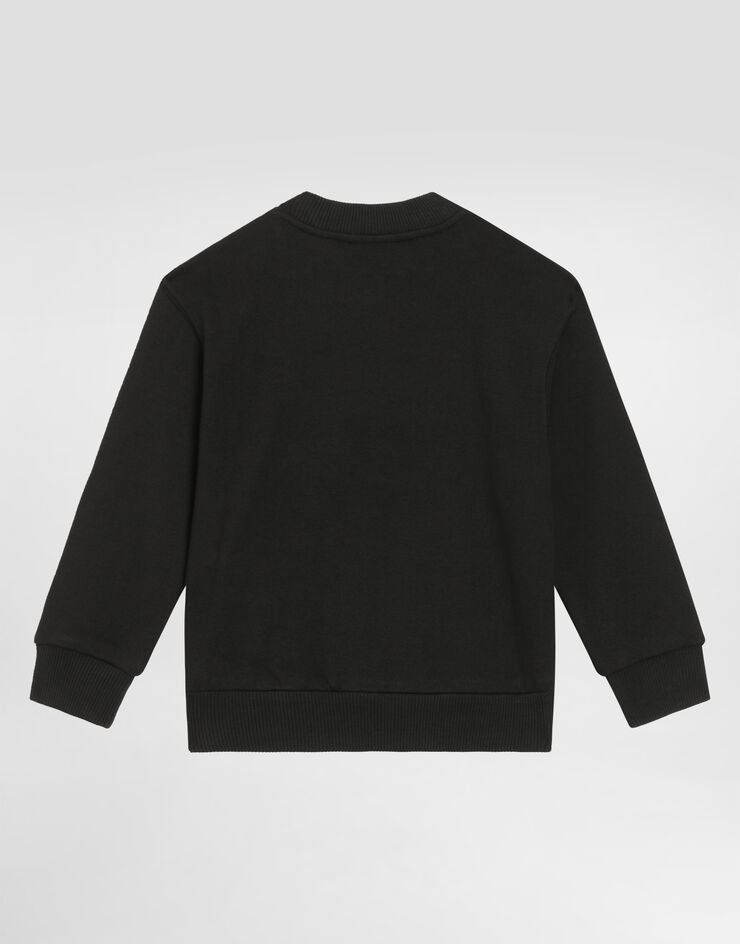 Dolce & Gabbana Jersey round-neck sweatshirt with DG Milano embroidery Black L4JWDOG7E5R
