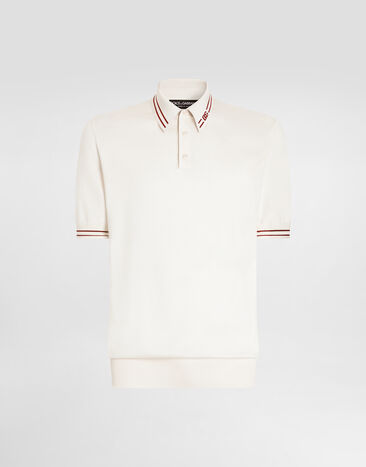 Dolce & Gabbana Polo shirt in smooth silk with dg intarsia White GXZ02TJBSPN