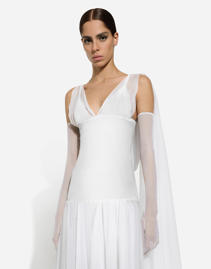 Dolce & Gabbana Vestido largo con detalles estilo corsé de chifón Blanco F6JEPTGDCF2