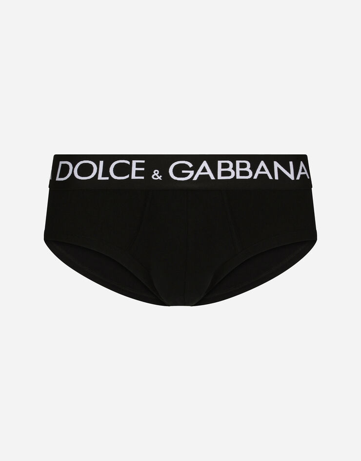 Dolce & Gabbana Pack de dos slips Brando en punto de algodón bielástico Negro M9D69JONN97