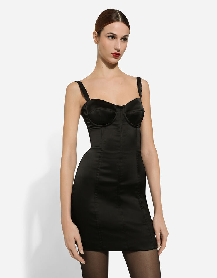 Dolce & Gabbana Satin corset minidress Black F6CLMTFURHM