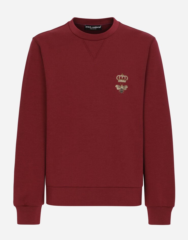 Dolce&Gabbana Sudadera en punto de algodón con bordado Bordeaux G9ABJZHU7H9