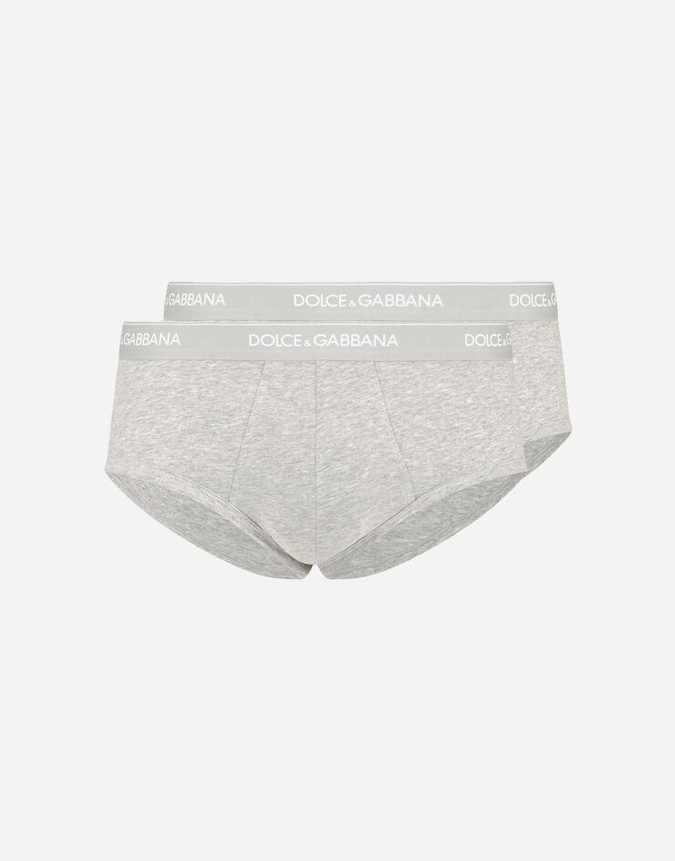 Dolce & Gabbana Pack de deux slips Brando en coton stretch Gris M9C05JONN95