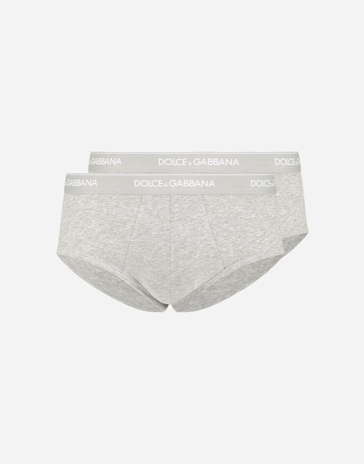 Dolce & Gabbana Zweierpack Slip Brando Baumwollstretch Grau M9C05JONN95