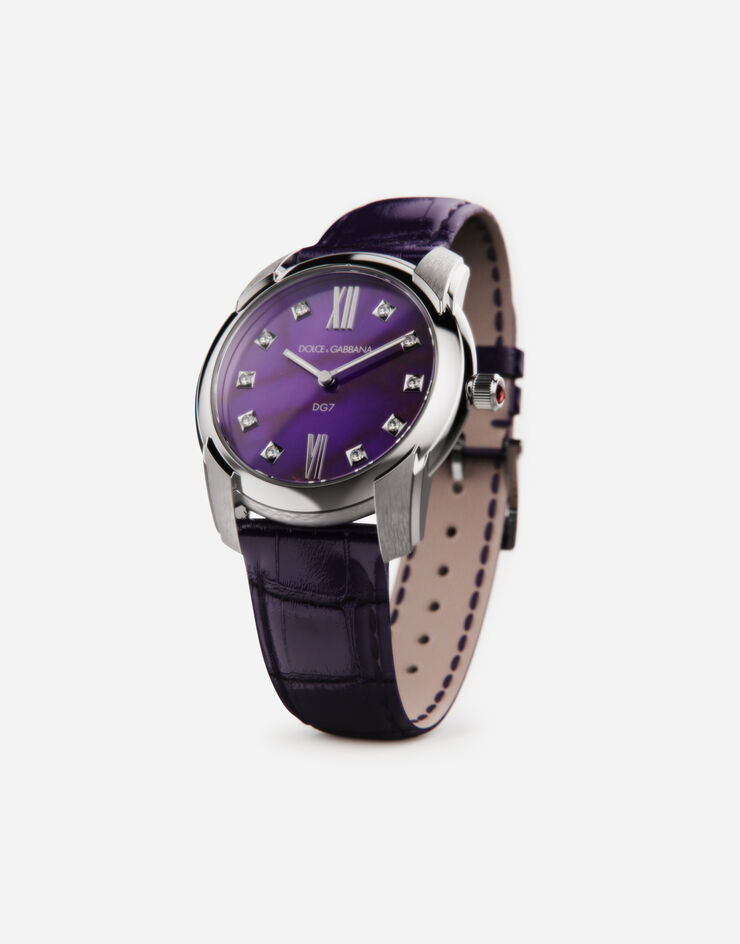 Dolce & Gabbana DG7 watch in steel with sugilite and diamonds Purple WWFE2SXSFSA