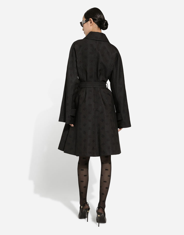 Dolce & Gabbana Trenchcoat aus Matelassé-Jacquard DG-Logo Schwarz F0C3RTHJMOW