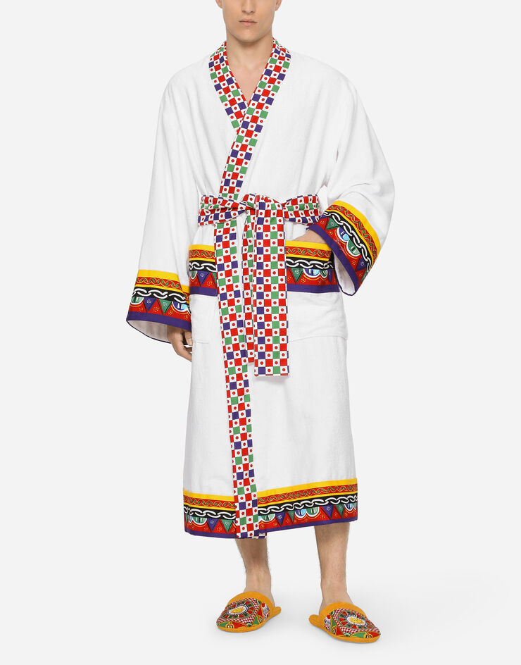 Dolce & Gabbana Cotton Terry Bathrobe Multicolor TCF010TCAGN