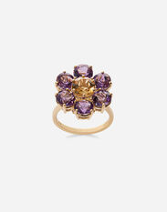 Dolce & Gabbana Spring ring in yellow 18kt gold with amethyst floral motif Gold WEJP1GWROD1