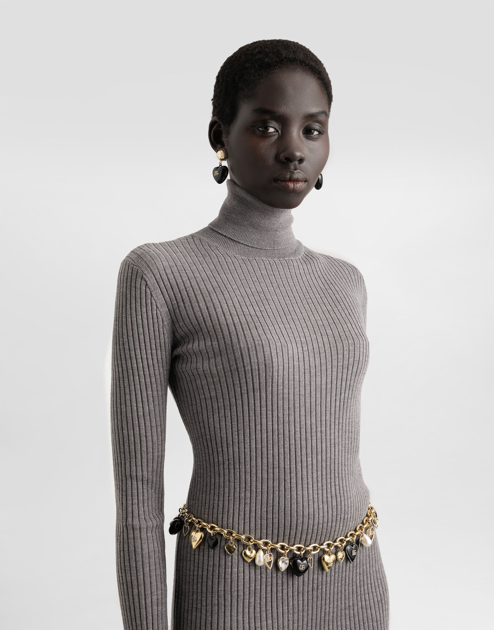 Turtleneck long dress in wool - thumbnail 4