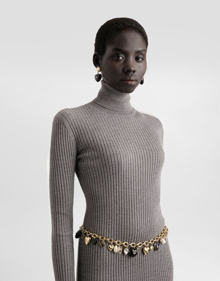 Dolce & Gabbana Turtleneck long dress in wool Grey FXS46TJDVDC